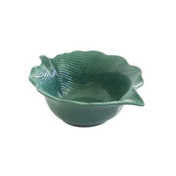 Bol en porcelaine 21×16 cm en forme de feuille TROPICAL LEAVES GREEN