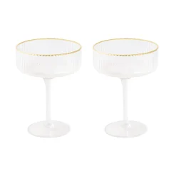 Ensemble de 2 coupes à champagne avec fil d’or FESTIVE