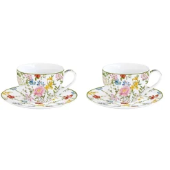 Ensemble de 2 petites tasses à café avec soucoupes GARDEN DREAMS