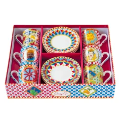 Ensemble de 6 petites tasses à espresso avec soucoupesSICILY
