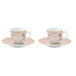 Ensemble de 2 petites tasses à espresso de 80 ml avec soucoupes JARDIN DE REVES