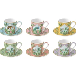 Ensemble de 6 tasses à café avec soucoupes PARADIS SAUVAGE