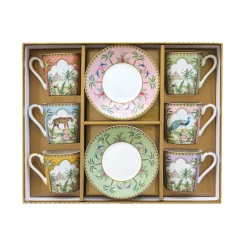 Ensemble de 6 tasses à café avec soucoupes PARADIS SAUVAGE