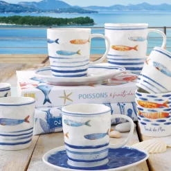Ensemble de 2 tasses à café avec soucoupes BORD DE MER