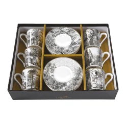 Ensemble de 6 tasses à café de 100 ml avec soucoupes en porcelaine RETRO JUNGLE