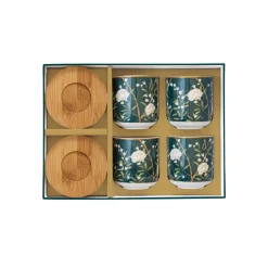 Ensemble de 4 verres à café avec soucoupes ROYAL PEONIES