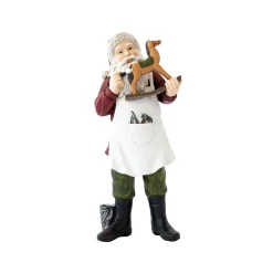 Figurine du père noël avec cheval à bascule en polyrésine CHRISTMAS FIGURINES