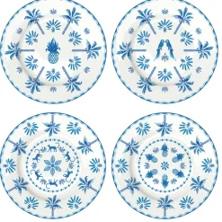 Set de 4 assiettes à dessert bleues EXOTIC VIBES