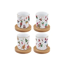 Set de 4 verres à café avec soucoupes CHRISTMAS FRIENDS