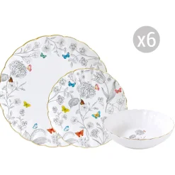 Set de vaisselle 18 pcs FLEURS ET PAPILLONS
