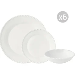 Set de vaisselle 18 pcs TIFFANY WHITE