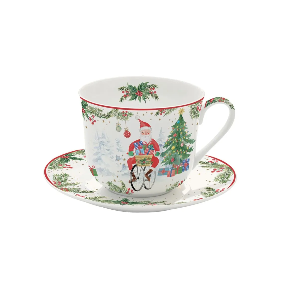 Tasse de petit-déjeuner avec assiette JOYFUL SANTA