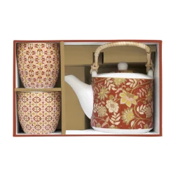 Théière avec infuseur en métal et 2 tasses en porcelaine 600 ml + 160 ml FLEURS DES RÊVES